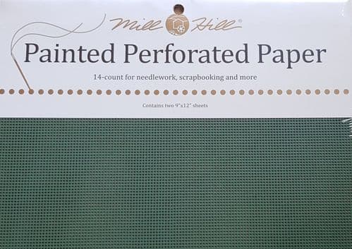 Mill Hill Holly Green Painted Perforated Paper