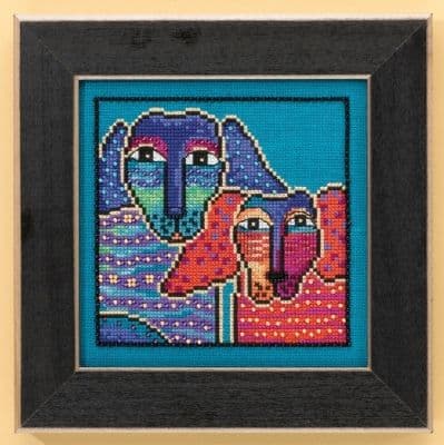Mill Hill Ol' Blue & Red (aida) - Dogs Collection by Laurel Burch beaded cross stitch kit
