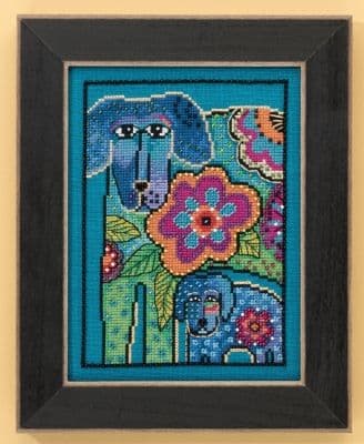 Mill Hill Petunia & Rose (aida) - Dogs Collection by Laurel Burch beaded cross stitch kit