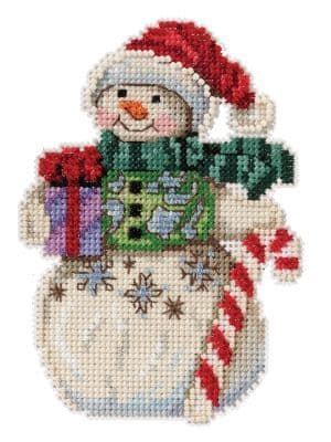 Mill Hill Snowman with Candy Cane by Jim Shore beaded cross stitch kit