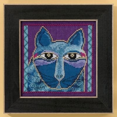 Mill Hill Wild Blue Cat (aida) - Cats Collection by Laurel Burch beaded cross stitch kit