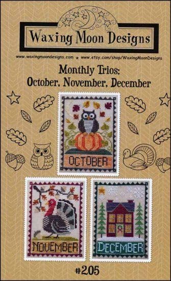 February and March by Waxing Moon Counted Cross Stitch PatternChart Monthly Trio January