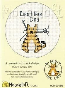 Mouseloft Bad Hair Day Biscuit the Cat cross stitch kit