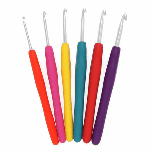 Set of 6 Crochet Hooks with Soft Grip rubber handles from Millward