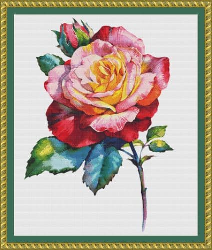 The Cross Stitch Studio A Rose by any Other Name printed cross stitch chart