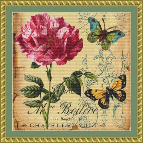 The Cross Stitch Studio Floral Butterflies Crop Mini printed cross stitch chart