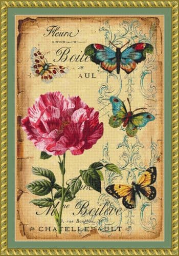 The Cross Stitch Studio Floral Butterflies printed cross stitch chart