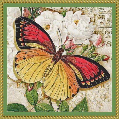 The Cross Stitch Studio Flutterby Collage 1 printed cross stitch chart