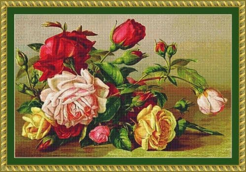 The Cross Stitch Studio Freshly Picked Roses printed cross stitch chart