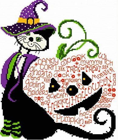 Ursula Michael Halloween Kit Kat cross stitch chart