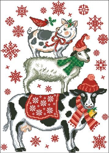Ursula Michael Holiday Farm Animals cross stitch chart