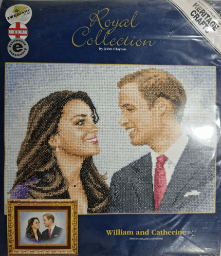 William and Catherine cross stitch kit by Heritage Crafts