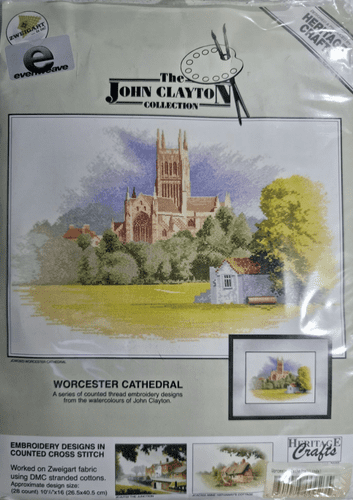 Worcester Cathedral from The John Clayton Collection cross stitch kit by Heritage Crafts